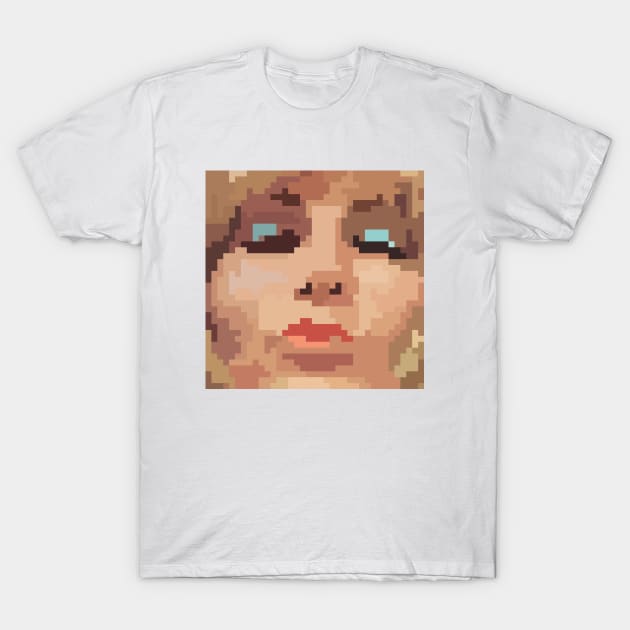 Blonde Girl Blows a Kiss (Pixel Art) Retro Women Merch T-Shirt by Dmitry_Buldakov